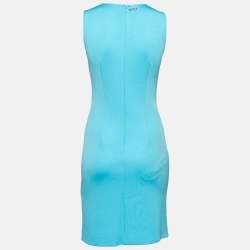 Versace Jeans Blue Stud Embellished Knit Sleeveless Dress M