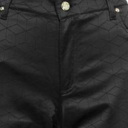 Pre Owned Versace Jeans Black Geometric Patterned Satin Jeans XXL Waist 36"