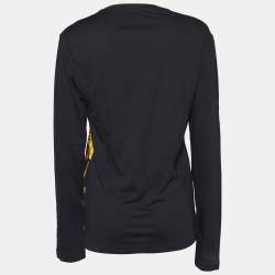 Versace Jeans Black & Gold Chain Link Print Long Sleeve T-Shirt S