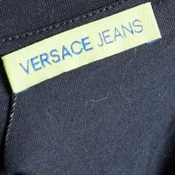 Versace Jeans Black & Gold Chain Link Print Long Sleeve T-Shirt S