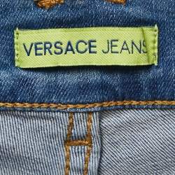 Pre Owned Versace Jeans Blue Washed Denim Skinny Jeans S Waist 28"