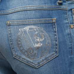 Pre Owned Versace Jeans Blue Washed Denim Skinny Jeans S Waist 28"