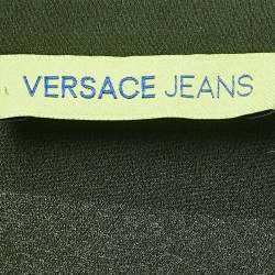 Pre Owned Versace Jeans Green Crepe Long Sleeve Jumpsuit S