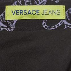 مملوكة مسبقًا Versace Jeans Black Printed Silk Pleated Maxi Skirt M