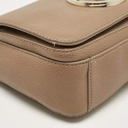 Versace Jeans Brown Leather Logo Flap Shoulder Bag