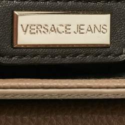 Versace Jeans Brown Leather Logo Flap Shoulder Bag