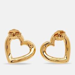 Pre Owned Versace Heart Enamel Gold Tone Earrings