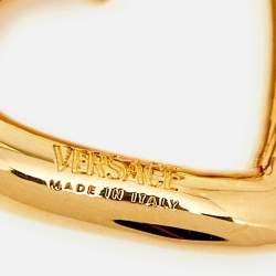 Pre Owned Versace Heart Enamel Gold Tone Earrings