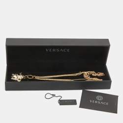مملوكة مسبقًا Versace Medusa Gold Tone Triple Chain Pendant Necklace