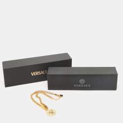 Versace La Medusa Greca  Crystal  Gold Tone Chain Necklace
