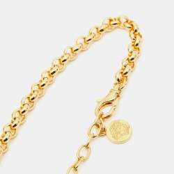 Versace La Medusa Greca  Crystal  Gold Tone Chain Necklace
