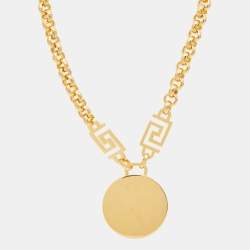 Versace La Medusa Greca  Crystal  Gold Tone Chain Necklace