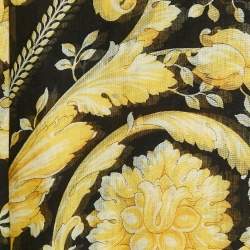 Pre Owned Versace Black/Yellow Barocco Print Modal Voile Scarf