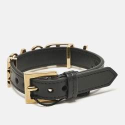 Versace Logo Leather Gold Tone Bracelet