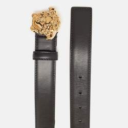 Versace Black Leather Medusa Buckle Belt 85CM