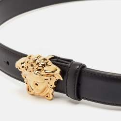 Versace Black Leather Medusa Buckle Belt 85CM