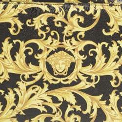 Versace Black/Yellow Leather Baroque Printed Zip Around iPad Case