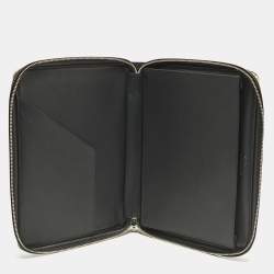 Versace Black/Yellow Leather Baroque Printed Zip Around iPad Case