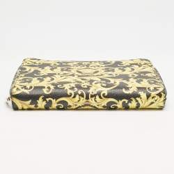 Versace Black/Yellow Leather Baroque Printed Zip Around iPad Case