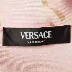 Pre Owned Versace Pink Chain Print Silk Square Scarf