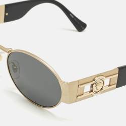 Pre Owned Versace Black/Gold Tone MOD 2264 Medusa Oval Sunglasses