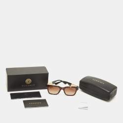 مملوكة مسبقًا نظارة شمسية فيرساتشي بنية منقطة متدرجة MOD 4418 مربعة بخطوط زينة