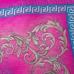 Pre Owned Versace Pink Baroque Print Silk Scarf