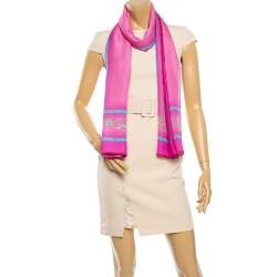 Versace Baroque Print Silk Scarf - Pink