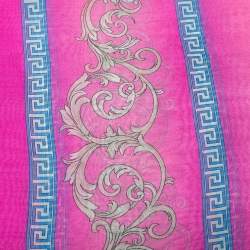 Pre Owned Versace Pink Baroque Print Silk Scarf