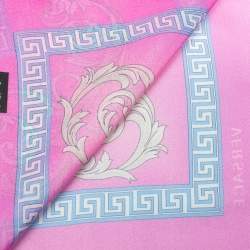 Pre Owned Versace Pink Baroque Print Silk Scarf