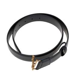 مملوكة مسبقًا Versace Black Leather Virtus Waist Belt 85CM