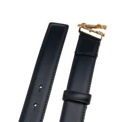 مملوكة مسبقًا Versace Black Leather Virtus Waist Belt 85CM