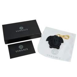 Pre Owned Versace Black La Medusa Silicone Key Chain