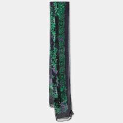 Versace Black & Purple Floral Print Silk Stole