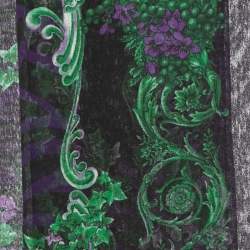 Pre Owned Versace Black & Purple Floral Print Silk Stole