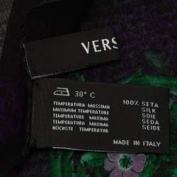 Pre Owned Versace Black & Purple Floral Print Silk Stole