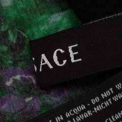 Pre Owned Versace Black & Purple Floral Print Silk Stole