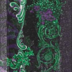 Pre Owned Versace Black/Purple Floral Print Silk Stole