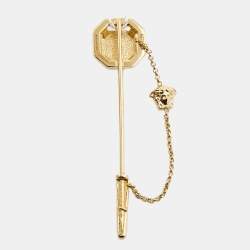 Versace Medusa Crystal Enamel Gold Tone Pin Brooch
