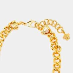Pre Owned Versace Medusa Crystal Gold Tone Necklace