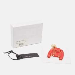 Pre Owned Versace Red Leather Jacket Keychain