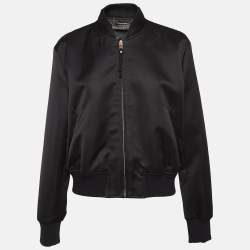 Versace Black Medusa Embroidered Satin Bomber Jacket M