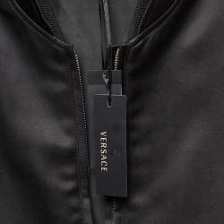 Versace Black Medusa Embroidered Satin Bomber Jacket M