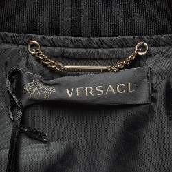 Versace Black Medusa Embroidered Satin Bomber Jacket M
