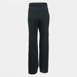 Versace Black Cut-Out Embellished Wool Trousers L