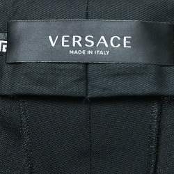 Versace Black Cut-Out Embellished Wool Trousers L