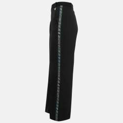 Versace Black Contrast Side Wool Cropped Trousers XL