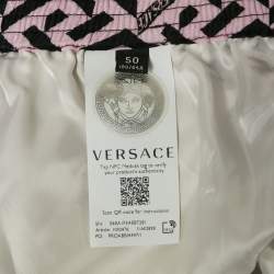 Versace Pink/Purple Logo Print Crepe Shorts L