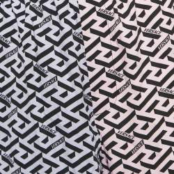 Versace Pink/Purple Logo Print Crepe Shorts L
