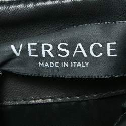 Pre Owned Versace Black Leather Chain Insert Mini Skirt XS